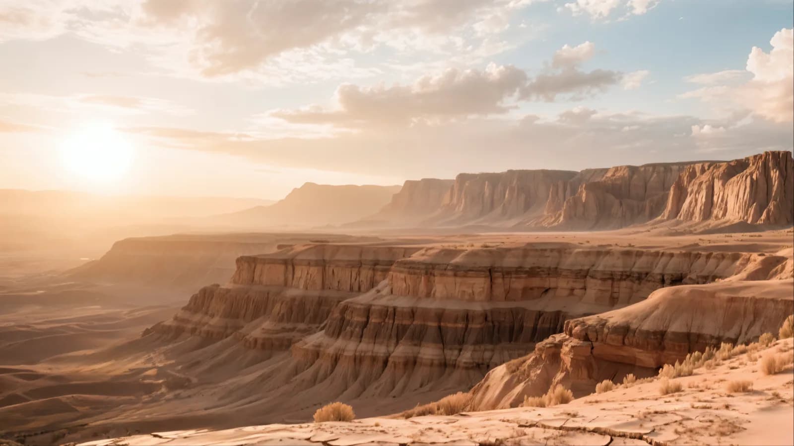 Mineral landscape at sunset