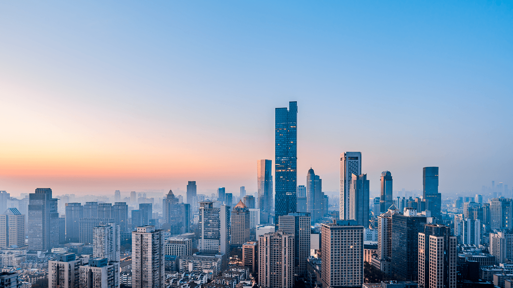 City financial infrastructure at sunset