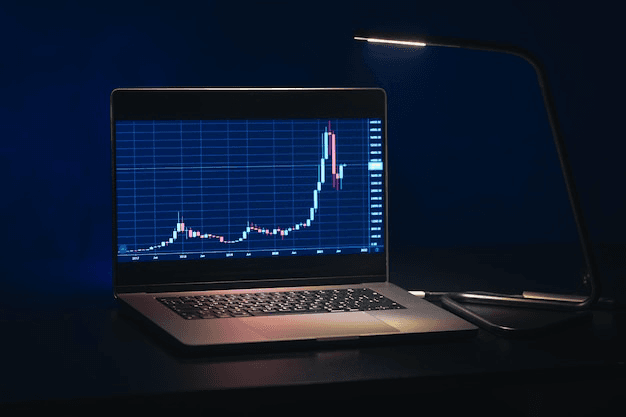 Financial market data displayed on a laptop
