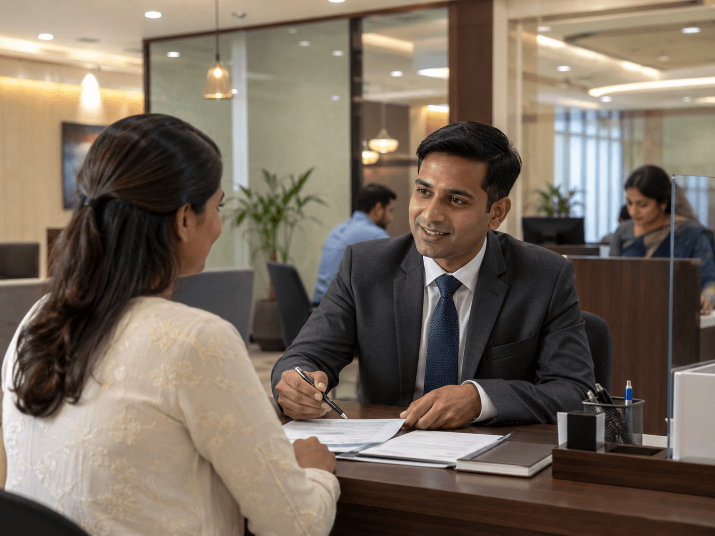 A bank adviser meeting with a client