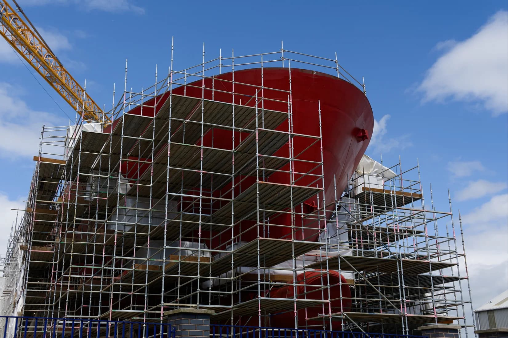 Vessel in a ship repair facility