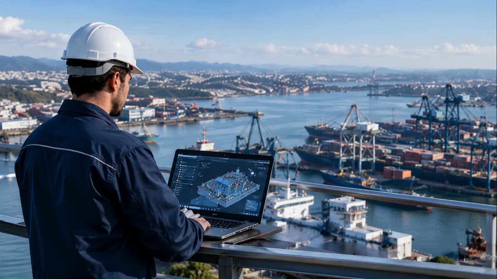 Maritime engineer overseeing port infrastructure
